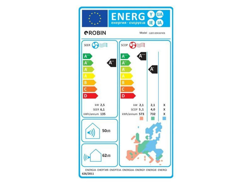 Robin Κλιματιστικό Inverter 9000 BTU A++/A+ με WiFi CLS-H9080WF