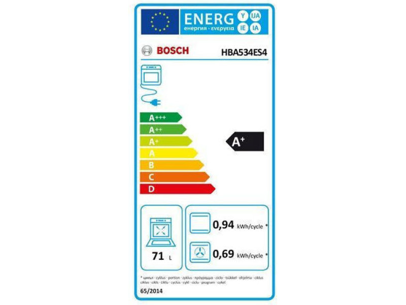 Bosch Εντοιχιζόμενος Φούρνος Ανω Πάγκου HBA534ES4 71lt Inox