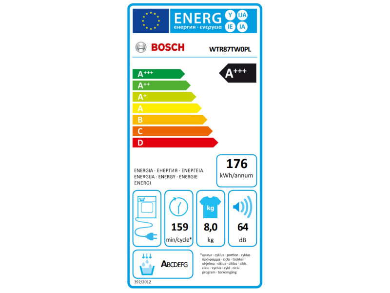 Bosch WTR87TW0PL Στεγνωτήριο 8kg A+++ με Αντλία Θερμότητας