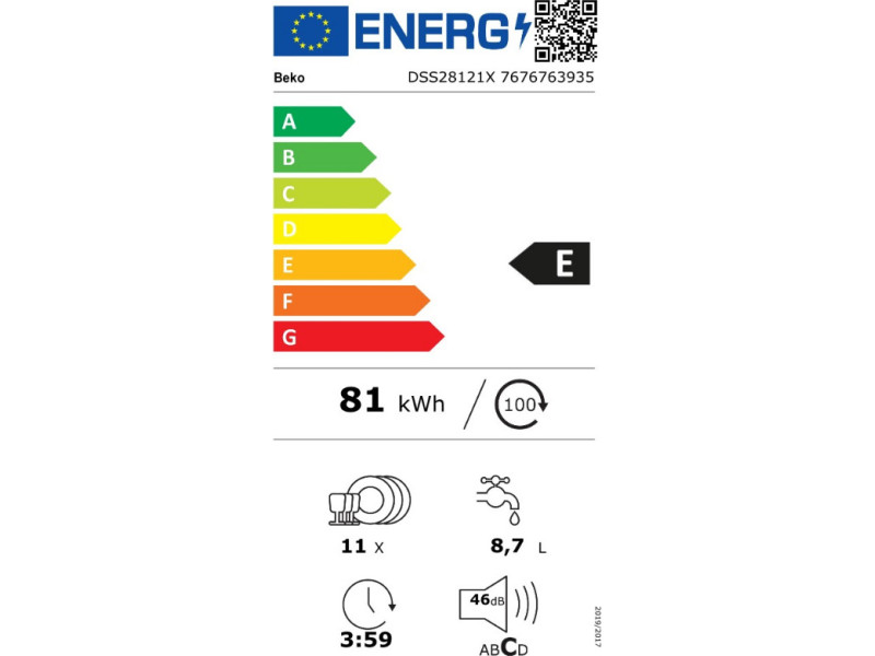 Beko DSS 28121 X Πλυντήριο Πιάτων Εντοιχιζόμενο Π44.8xΒ57xY82εκ.