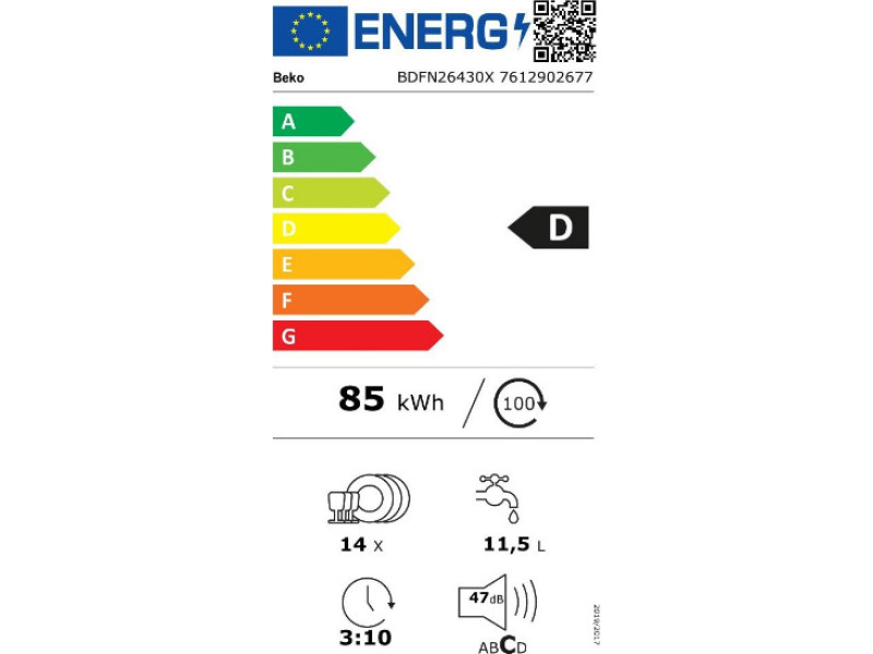 Beko BDFN 26430 X Πλυντήριο Πιάτων Ελεύθερο Π59.8xΒ57xY85εκ.