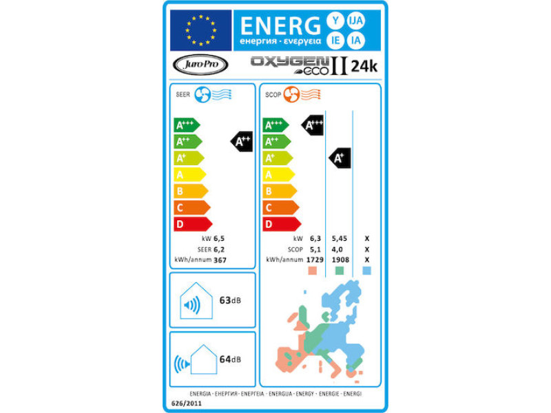 Juro-Pro Eco II Oxygen Κλιματιστικό Inverter 24000 BTU A++/A+ με WiFi