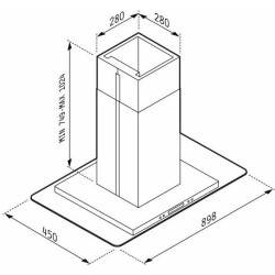 Pyramis Cielo Premium Απορροφητήρας Νησίδα 90cm Inox