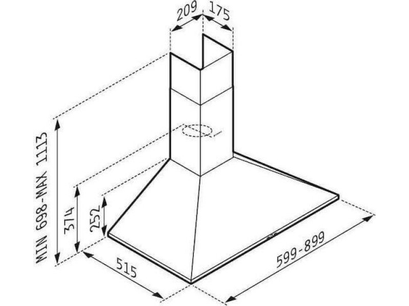 ΑΠΟΡΡΟΦΗΤΗΡΑΣ ΚΑΜΙΝΑΔΑ ΤΕΤΡΑΓΩΝΗ PLUS 60cm