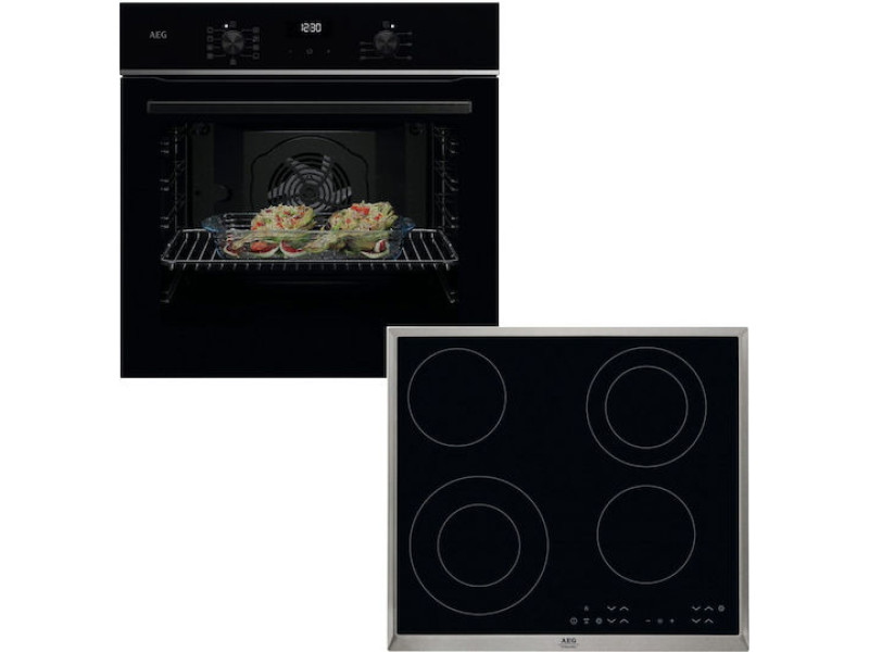 AEG Άνω Πάγκου με Κεραμικές Εστίες Μαύρος TU5PB431SB + HK634021XB