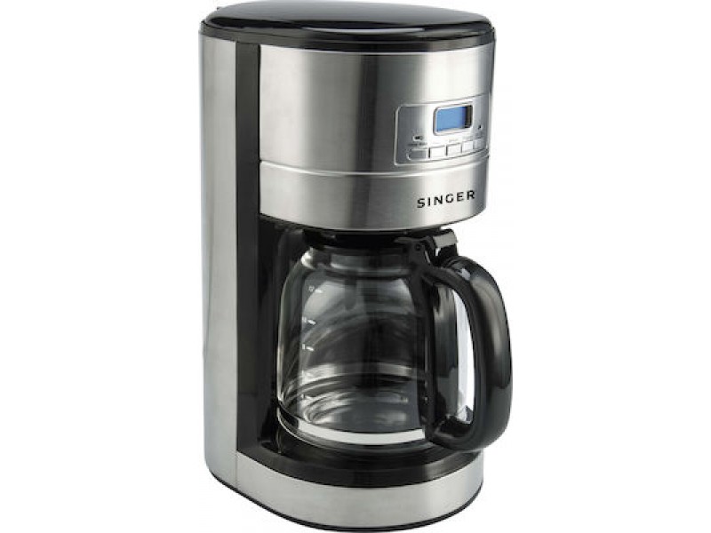  Singer SFC-1810D Προγραμματιζόμενη Καφετιέρα Φίλτρου 1000W Silver