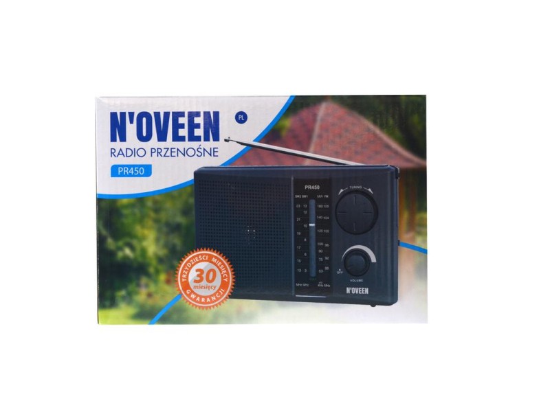 Φορητό Ραδιόφωνο N'oveen PR450 1W Μαύρο με Τροφοδοσία Ρεύματος και Μπαταρίας