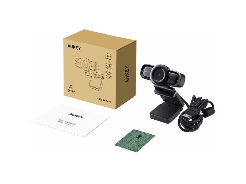USB Webcam PC Aukey PC-LM3 1080p/30fps Μαύρη με 2χEνσωματωμένο Μικρόφωνο και Auto Focus
