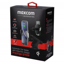 Car Mount and In-Air Outlet Maxcom MA Prestige Black - Silver with Fast Wireless Charger 15W and Touch Button