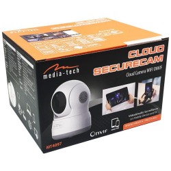 IP Camera Media-Tech MT4097 Cloud SecureCam (720p) HD Rotating with Night Vision, Motion Detector, 2 Way Audio and Micro SD White