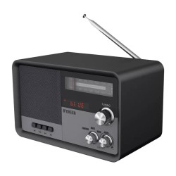 Portable FM Radio N'oveen PR950 3.7V 2200mAh Bluetooth with USB Port,MMC,Aux-in, Mains,Battery Supply Black