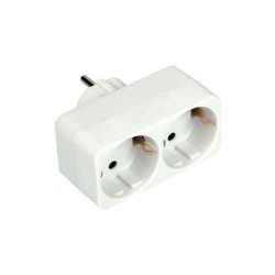 Power Adaptor Socket GAC0102  to 2 Schuko White