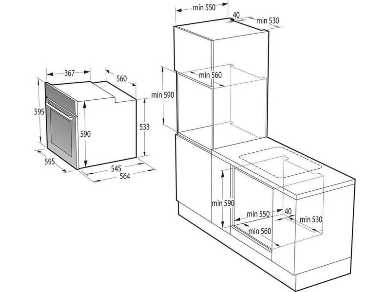 Gorenje BO6717E03X Φούρνος άνω Πάγκου 77lt χωρίς Εστίες Π59.5εκ.