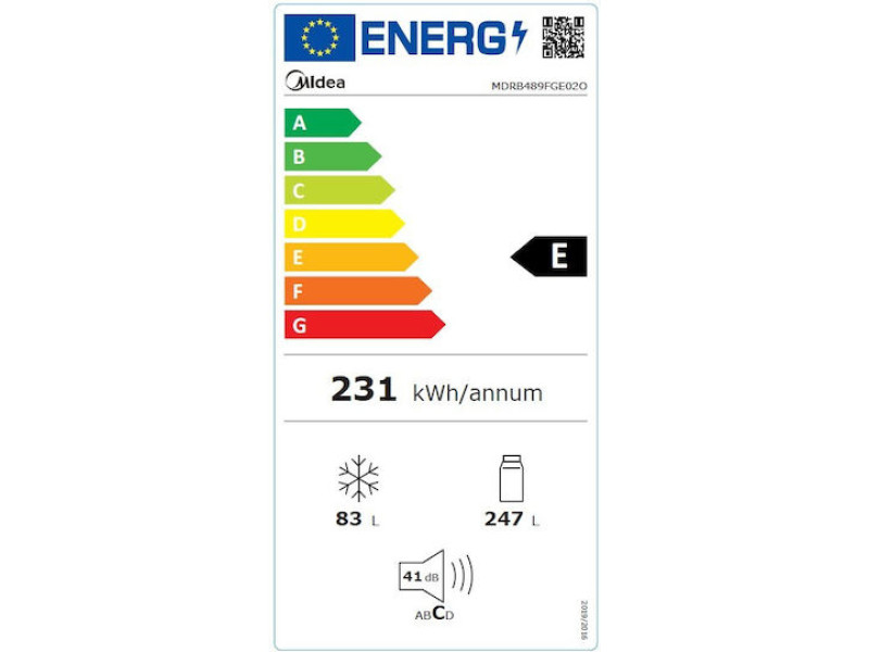 Midea Ψυγειοκαταψύκτης 330lt Total NoFrost Υ201xΠ59.5xΒ63.5εκ. Inox MDRB489FGE02O